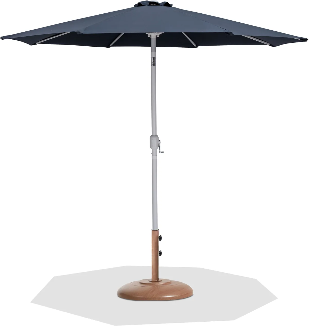 Fiji - Aluminum Patio Umbrella With Round Teak And White Base - Gray