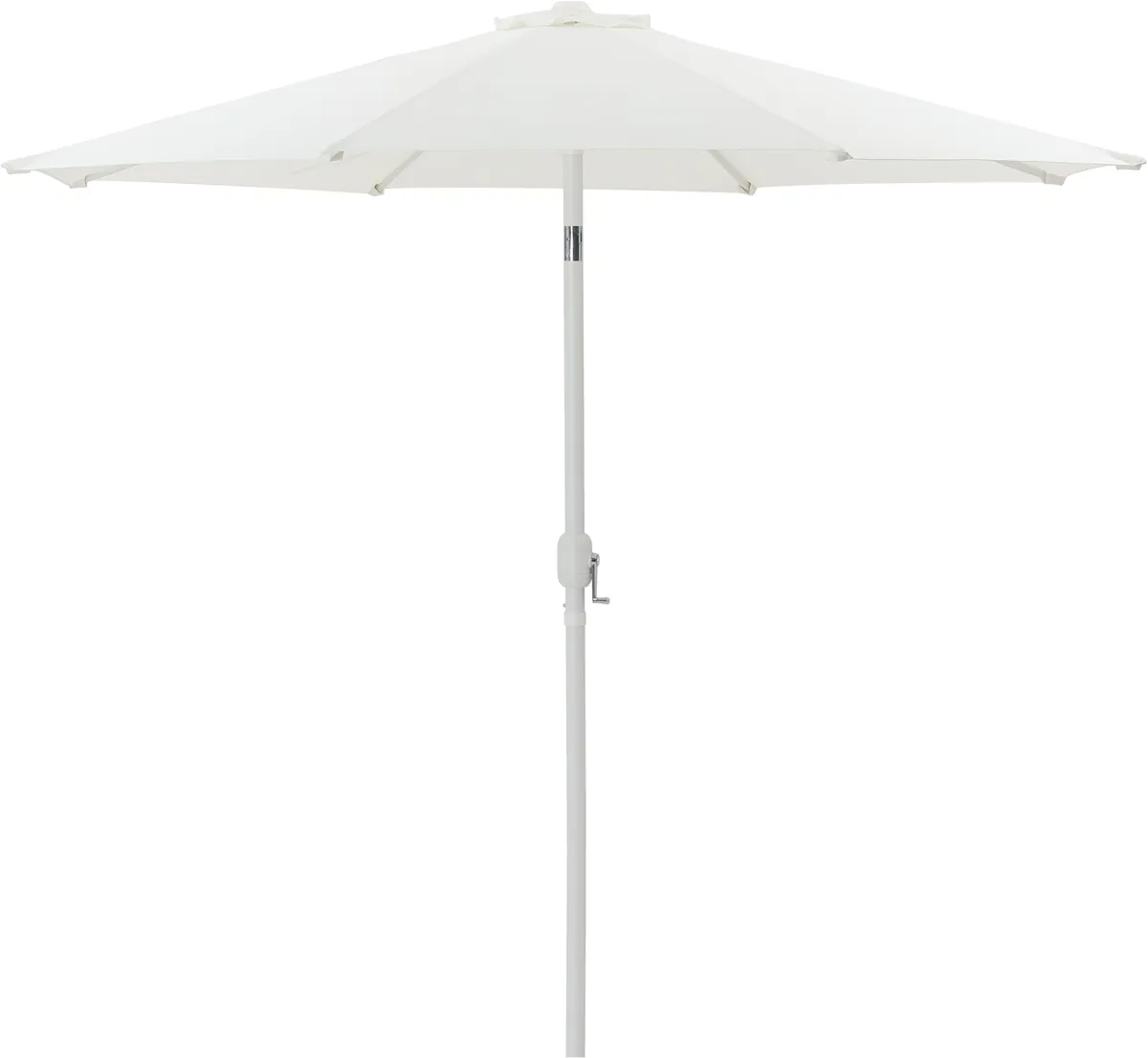 Fiji - Aluminum Patio Umbrella With Round Teak And White Base - White - View 2