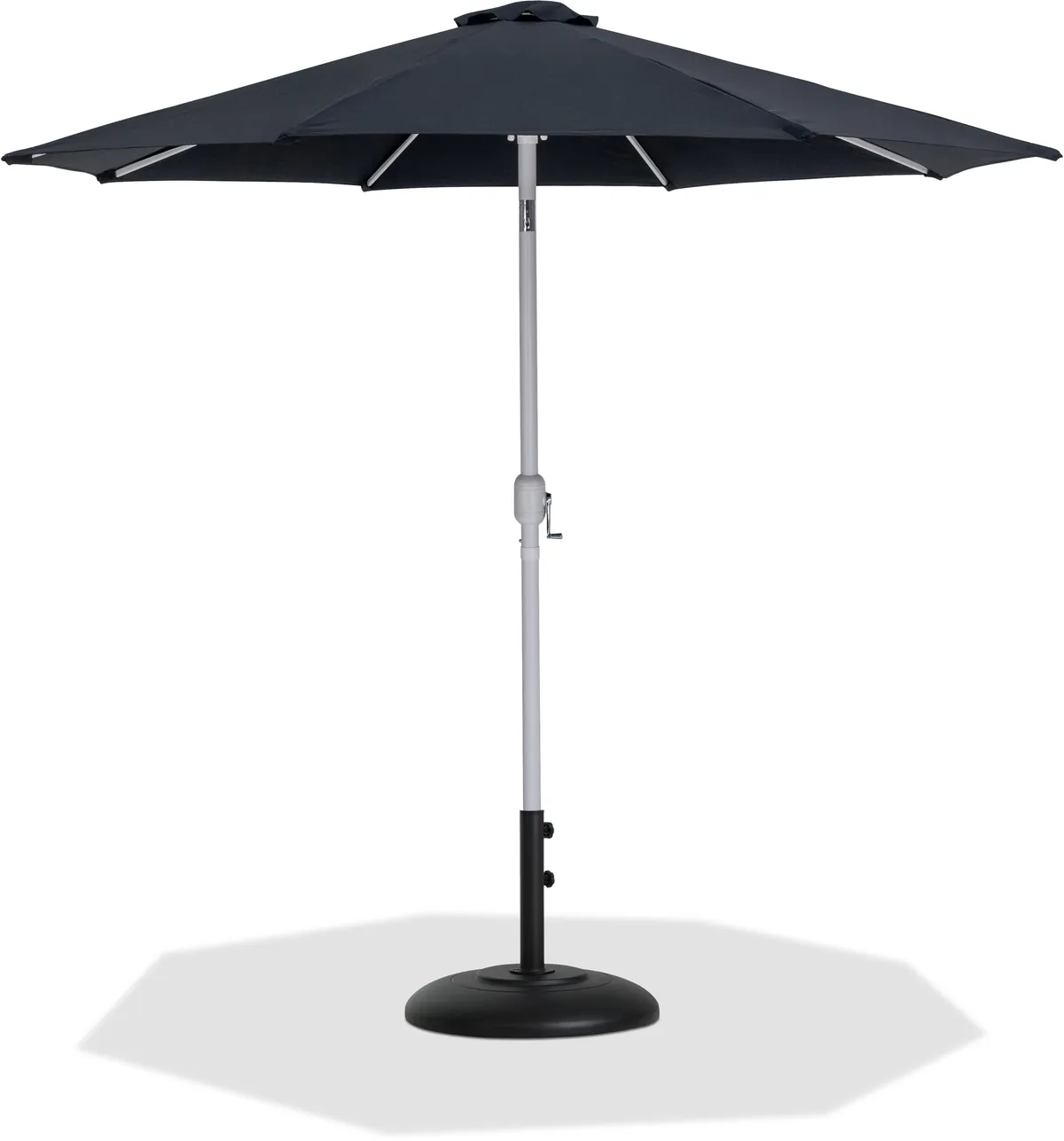 Fiji - Aluminum Patio Umbrella With Round Black And White Base - Black