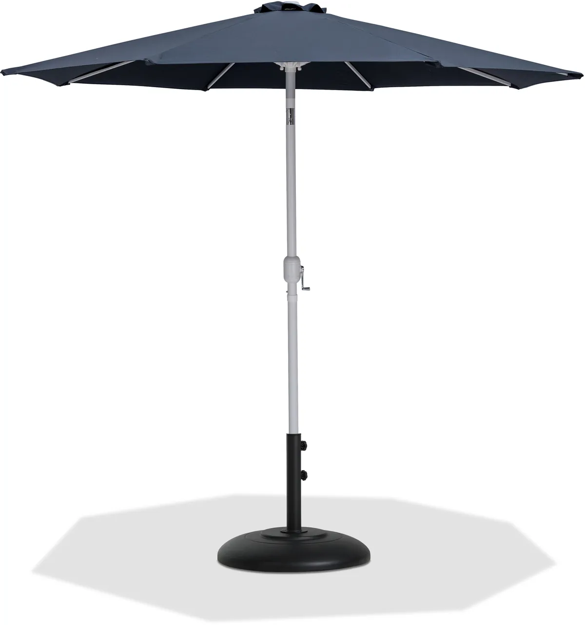 Fiji - Aluminum Patio Umbrella With Round Black And White Base - Gray