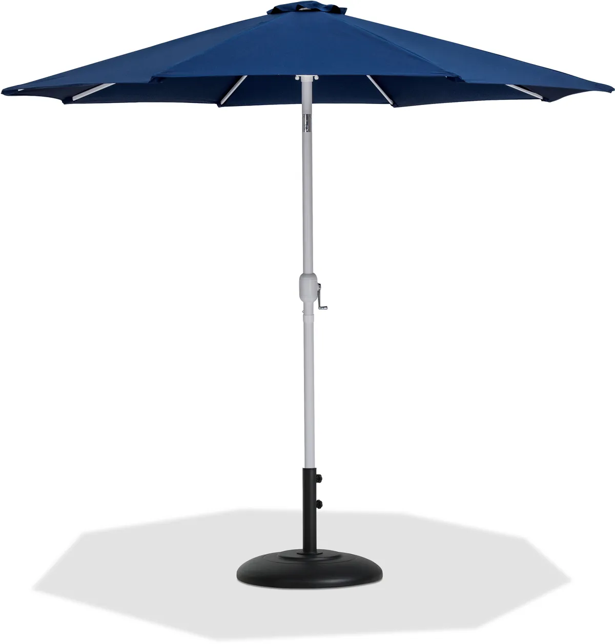 Fiji - Aluminum Patio Umbrella With Round Black And White Base - Navy