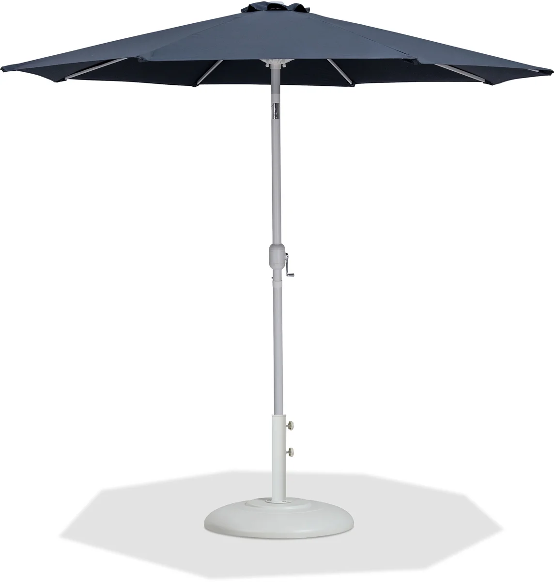 Fiji - Aluminum Patio Umbrella With Round White Base - Gray