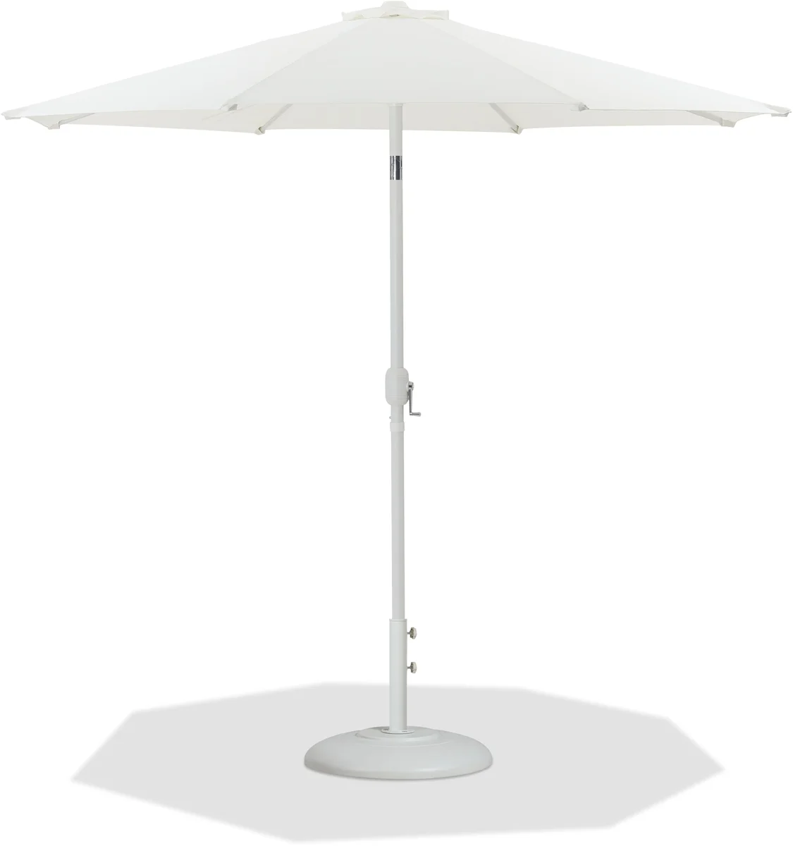Fiji - Aluminum Patio Umbrella With Round White Base - White