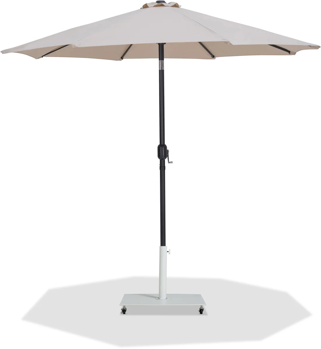 Fiji - Aluminum Patio Umbrella With Square White And Black Base - Beige