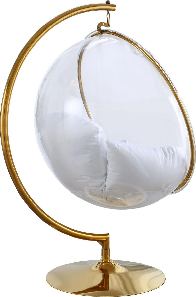 Luna - Swing Bubble Accent Chair - White - Fabric