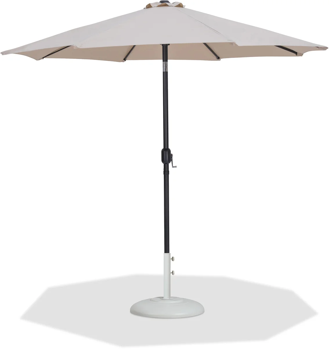 Fiji - Aluminum Patio Umbrella With Round White And Black Base - Beige