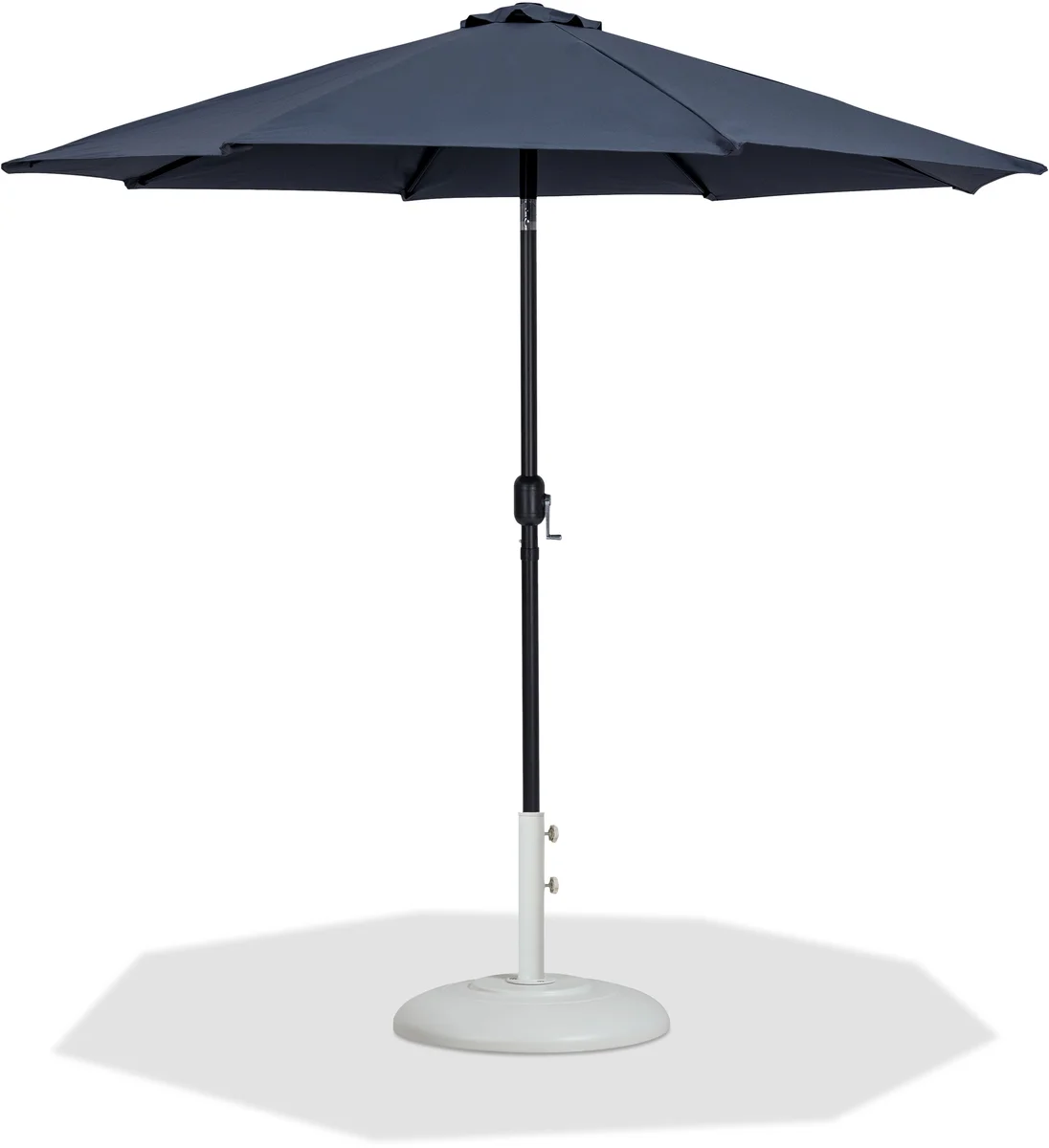 Fiji - Aluminum Patio Umbrella With Round White And Black Base - Gray