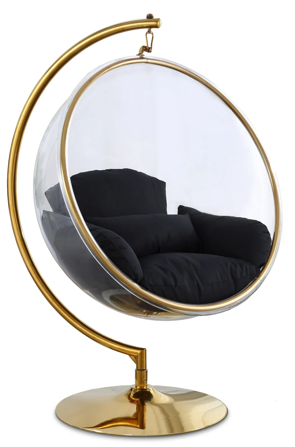 Luna - Swing Bubble Accent Chair - Black - Fabric