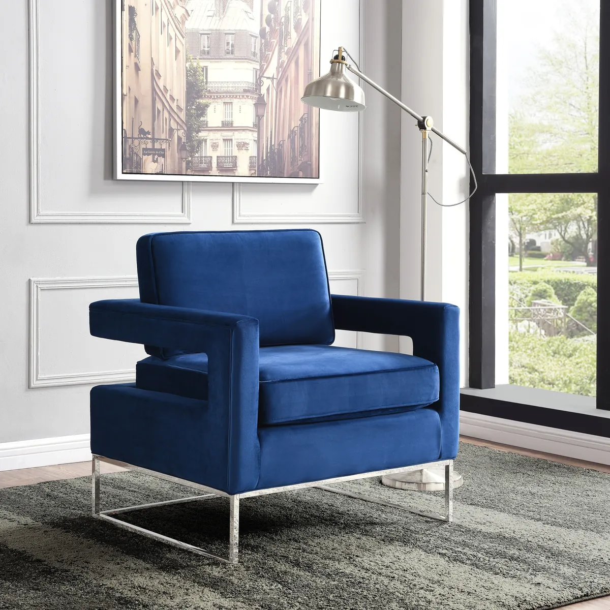 Noah - Accent Chair - Navy - Fabric - View 2
