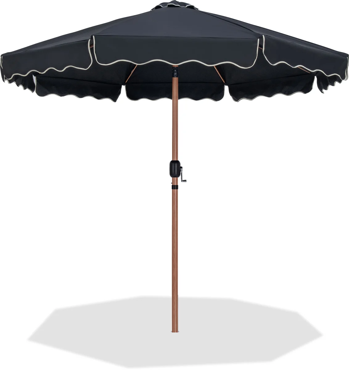 Amalfi - Fabric With Cream Piping Patio Umbrella - Black