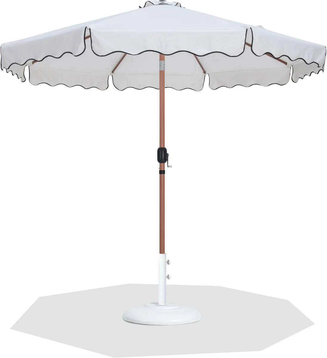 Amalfi - With Black Piping / Matte White Aluminum Patio Umbrella With Base - White