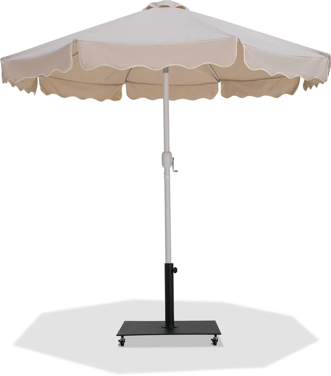 Amalfi - With Cream Piping Aluminum Patio Umbrella with Base Fabric - Beige / Matte Black