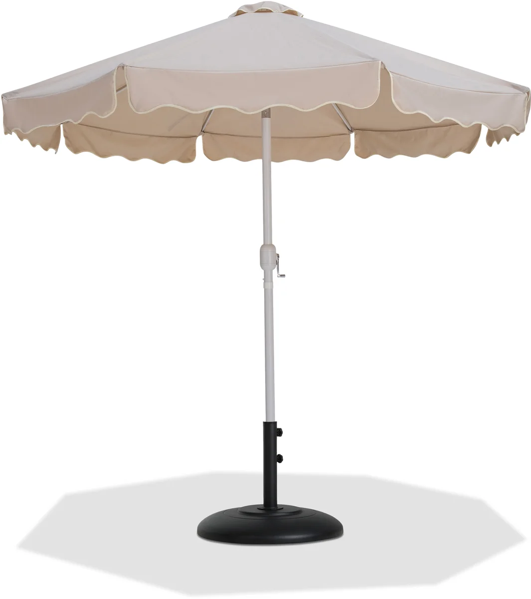 Amalfi - With Cream Piping Aluminum Patio Umbrella With Black Base / White Pole - Beige