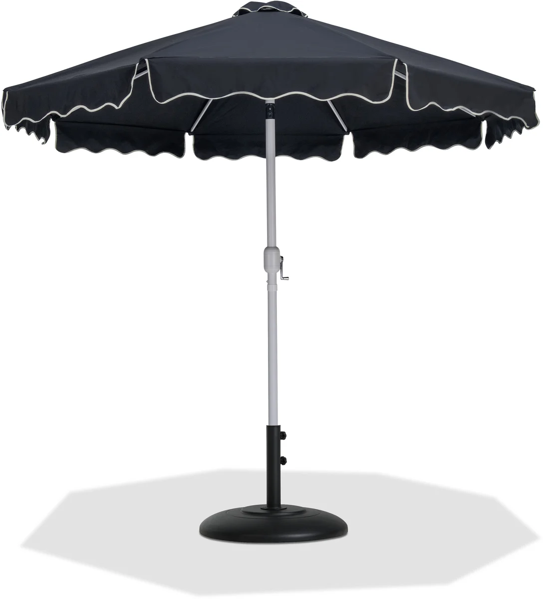 Amalfi - With Cream Piping Aluminum Patio Umbrella With Black Base / White Pole - Black