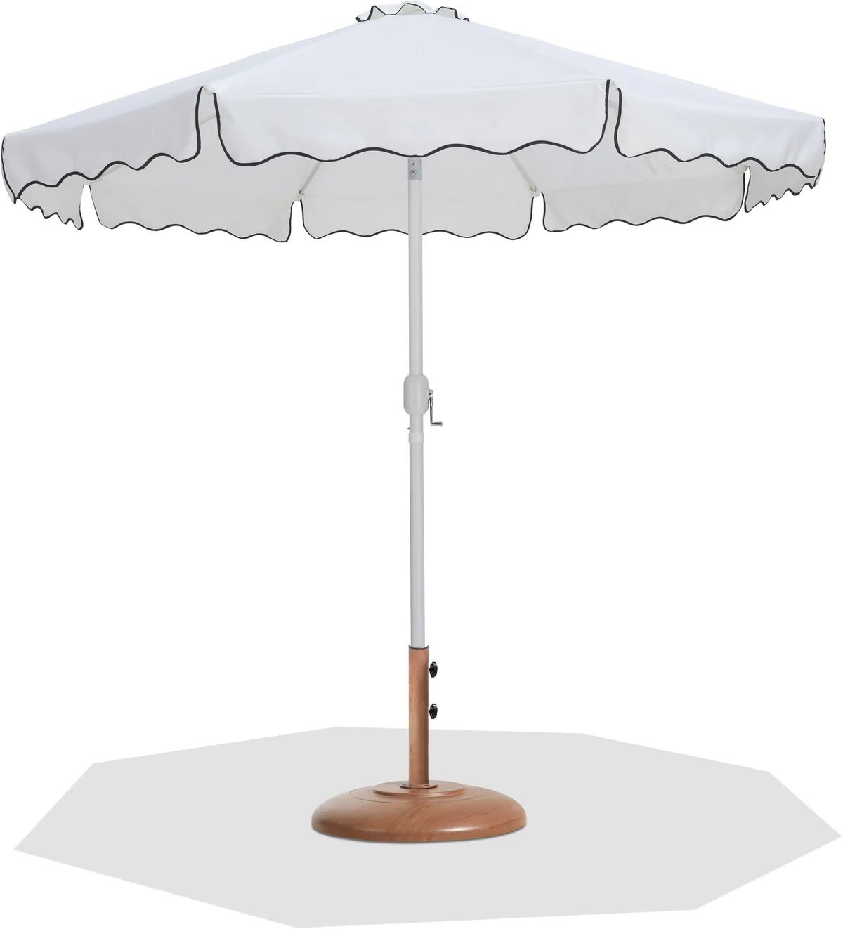 Amalfi - Aluminum Patio Umbrella With Teak Base / White Pole - White