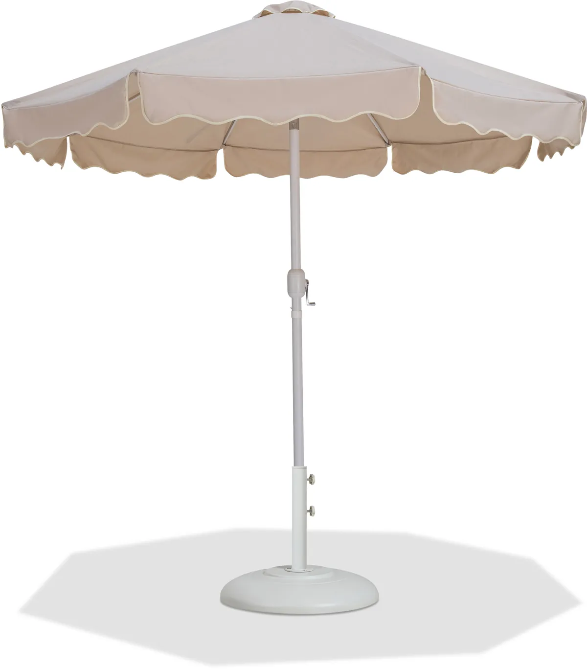 Amalfi - With Cream Piping Aluminum Patio Umbrella With White Base / White Pole - Beige