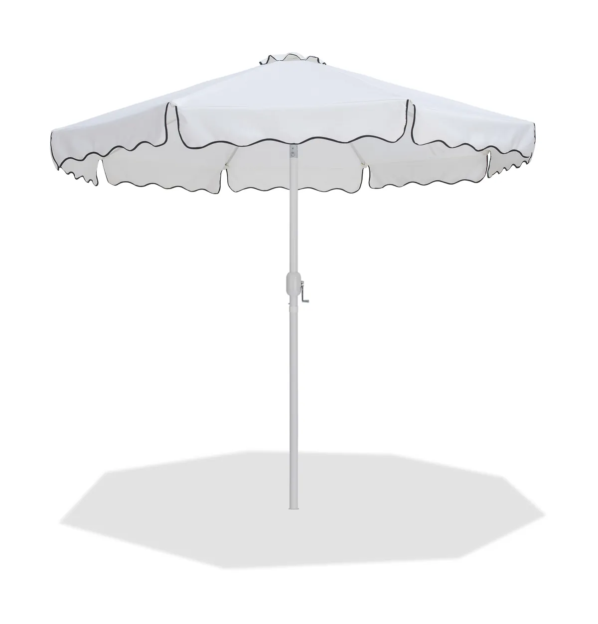 Amalfi - Patio Umbrella With Black Piping And White Pole - White