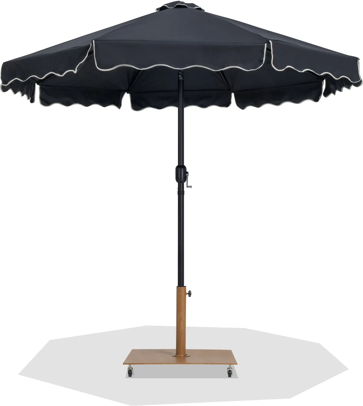 Amalfi - Aluminum Patio Umbrella with Base - Black / Teak