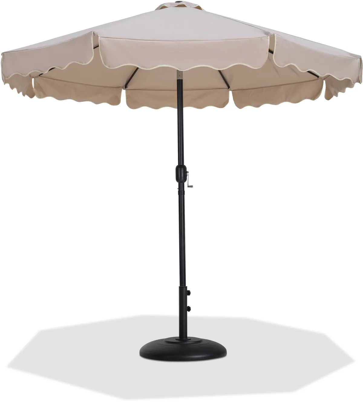 Amalfi - With Cream Piping Aluminum Patio Umbrella With Black Base / Black Pole - Beige