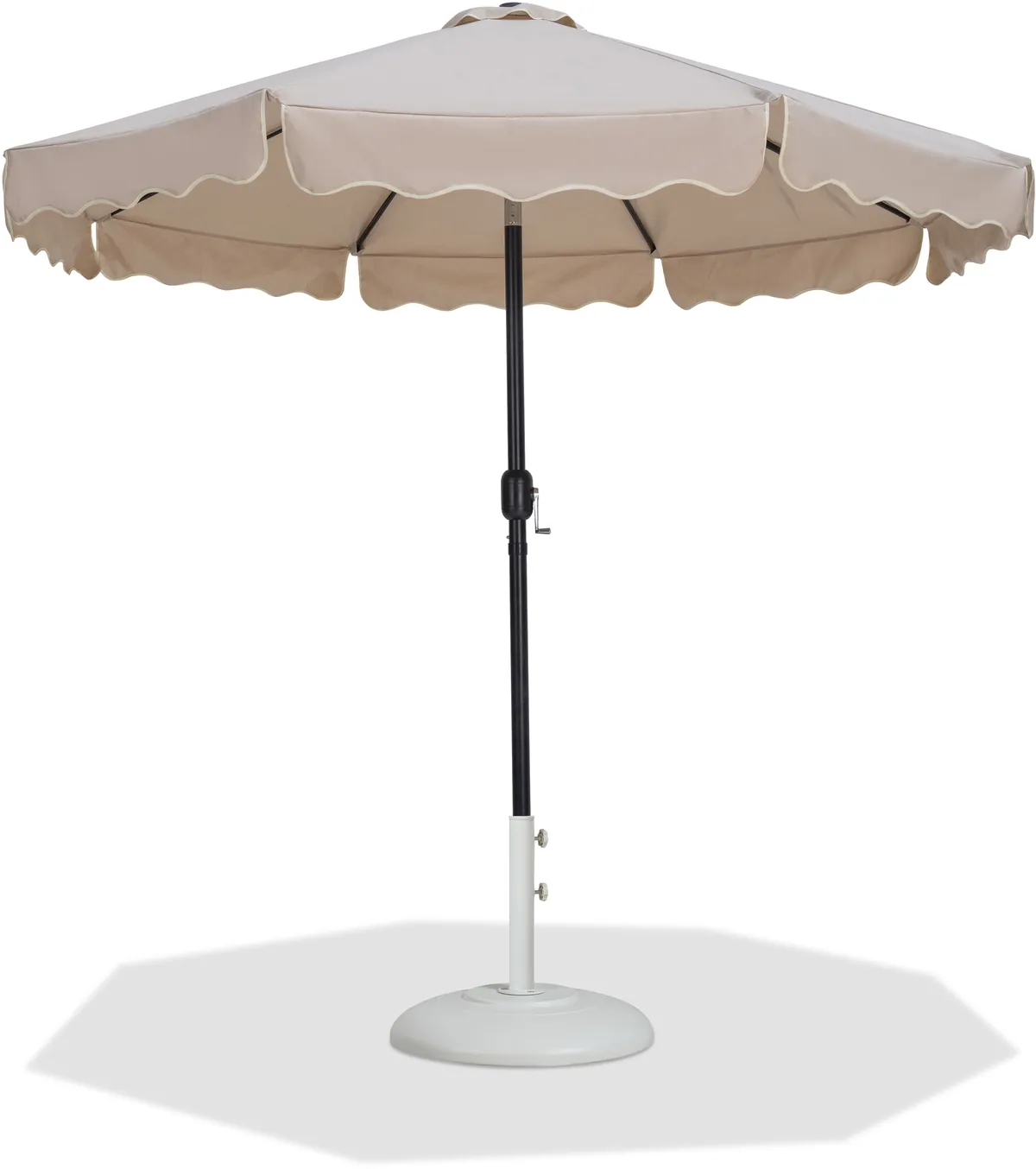 Amalfi - With Cream Piping Aluminum Patio Umbrella With White Base / Black Pole - Beige