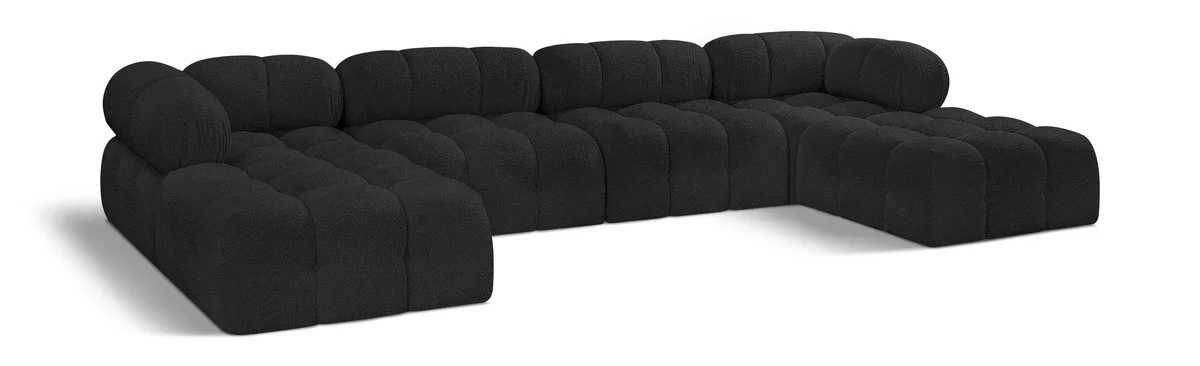 Ames - 6 Piece Fabric Modular U-Shaped Sectional - Black