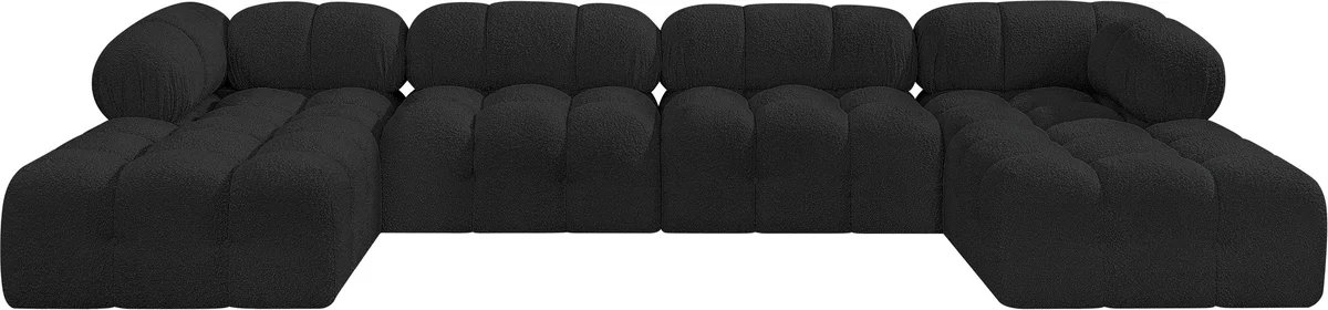 Ames - 6 Piece Fabric Modular U-Shaped Sectional - Black - View 2
