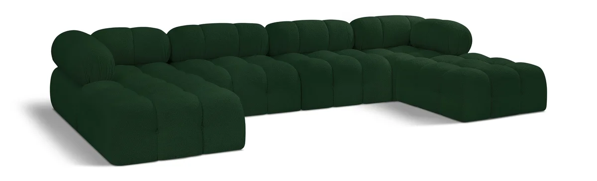 Ames - 6 Piece Fabric Modular U-Shaped Sectional - Green