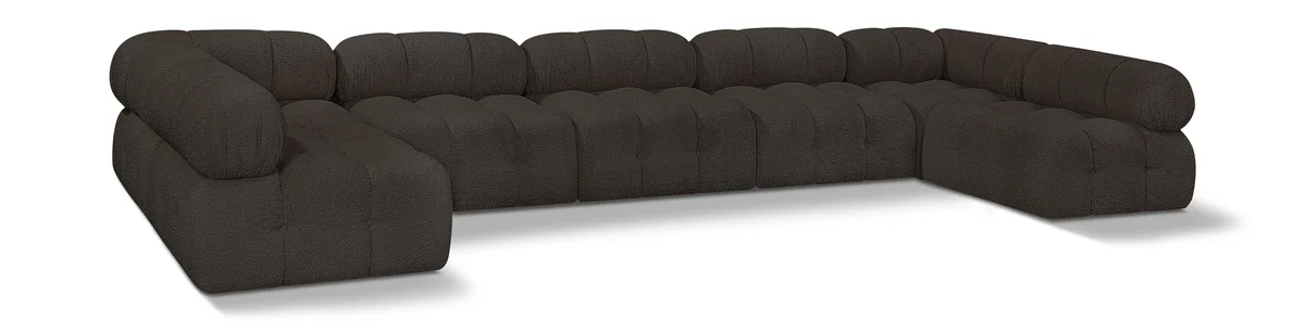 Ames - 7 Piece Boucle Fabric Modular Sectional - Brown