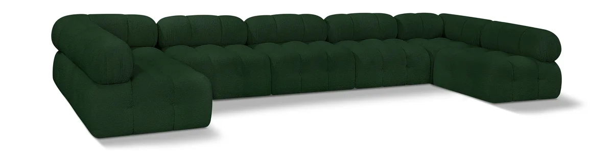 Ames - 7 Piece Boucle Fabric Modular Sectional - Green