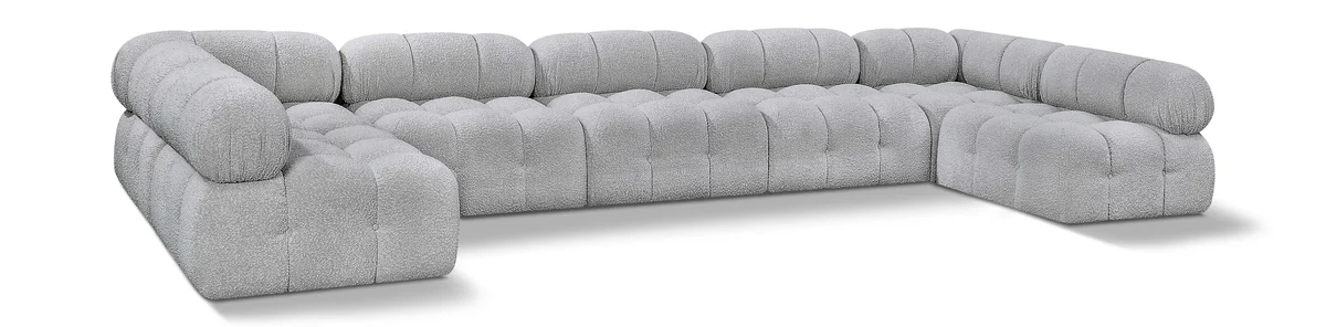 Ames - 7 Piece Boucle Fabric Modular Sectional - Gray