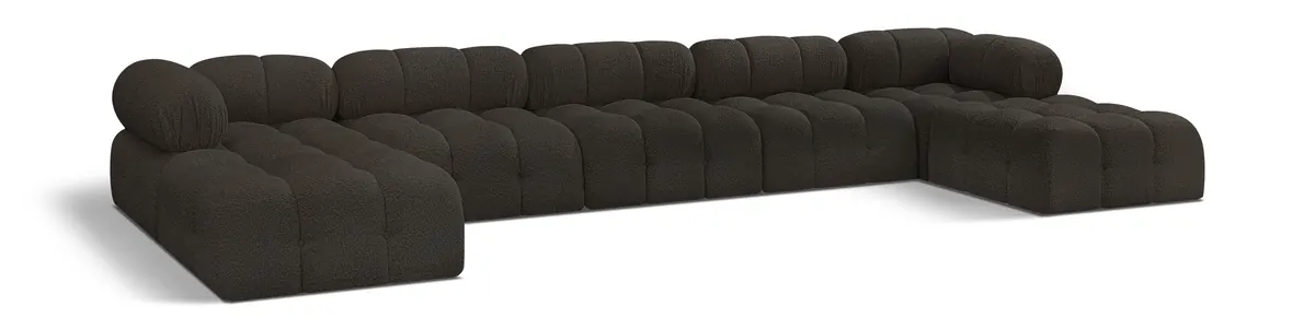 Ames - 7 Piece Fabric Modular U-Shaped Sectional - Brown