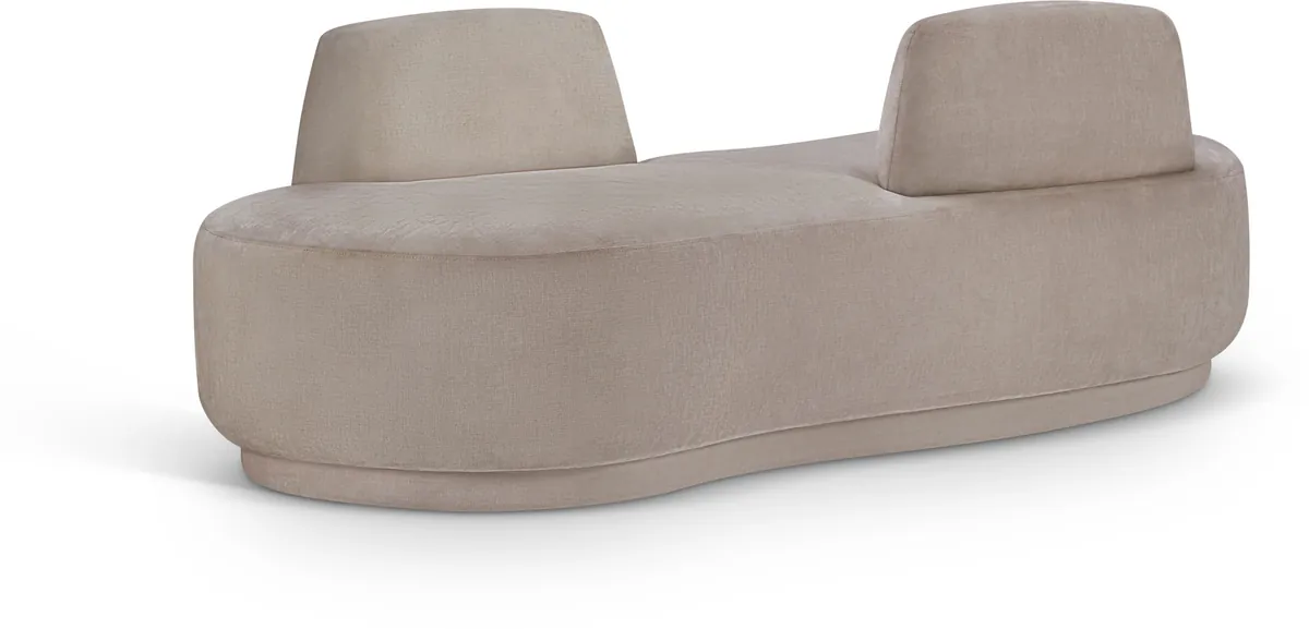 Argyle - Chenille Fabric Chaise / Loveseat - Beige