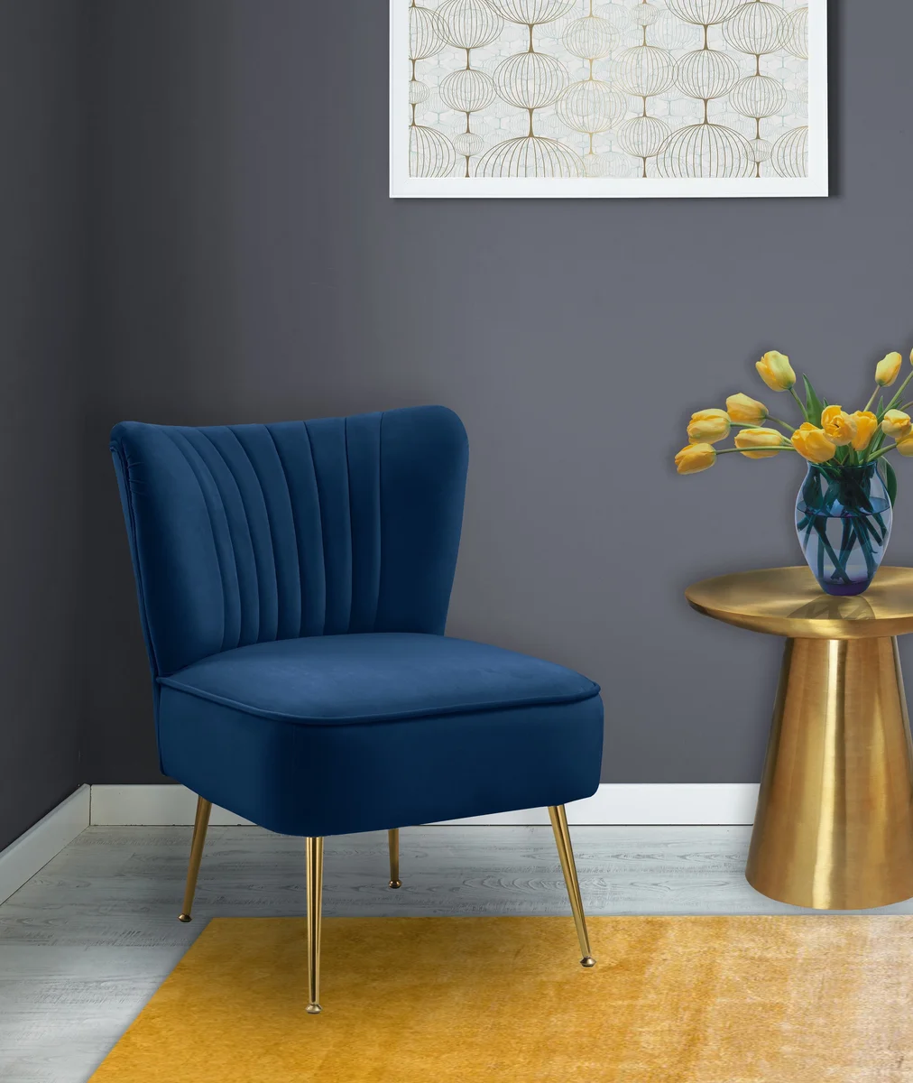 Tess - Accent Chair - Navy - View 2
