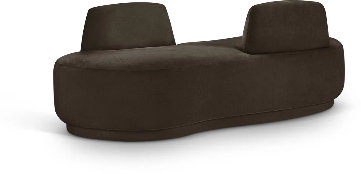 Argyle - Chenille Fabric Chaise / Loveseat - Brown
