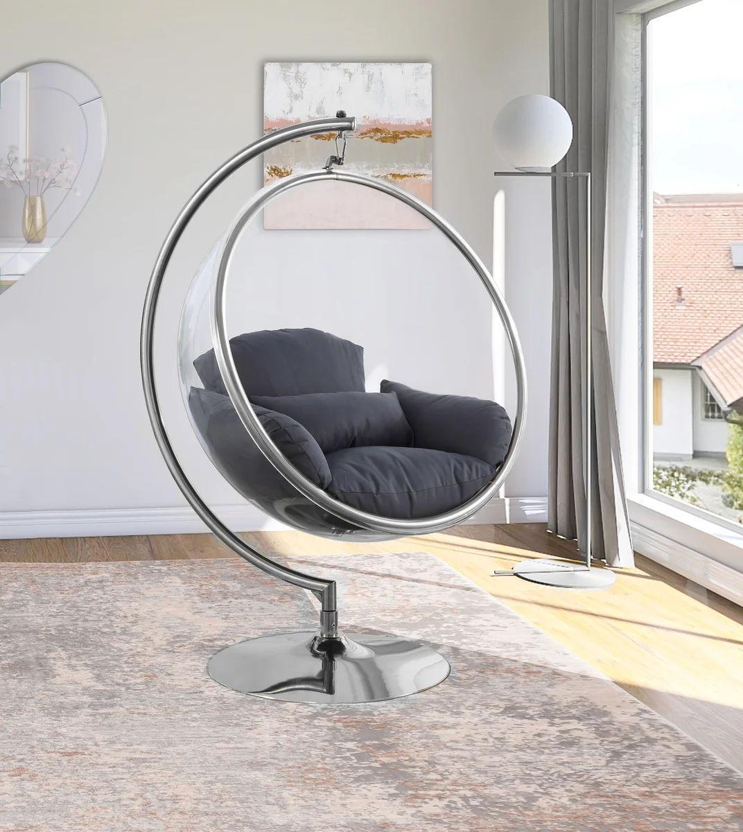 Luna - Swing Chair - Gray - Fabric - View 2