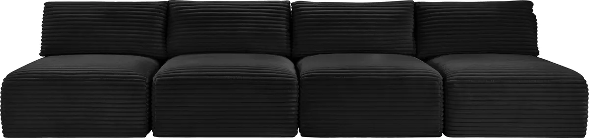 Shaggy - 4 Seat Modular Armless Sofa - Black - View 2