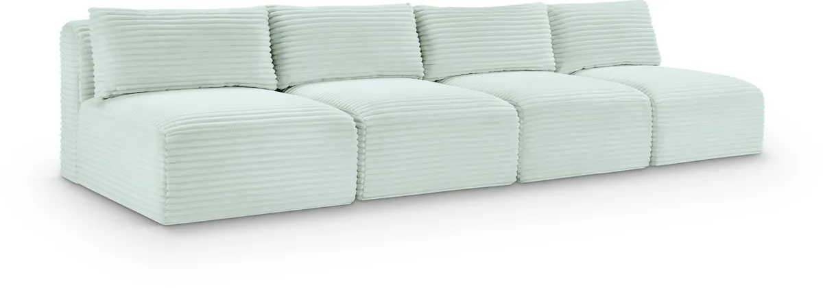 Shaggy - 4 Seat Modular Armless Sofa - Mint