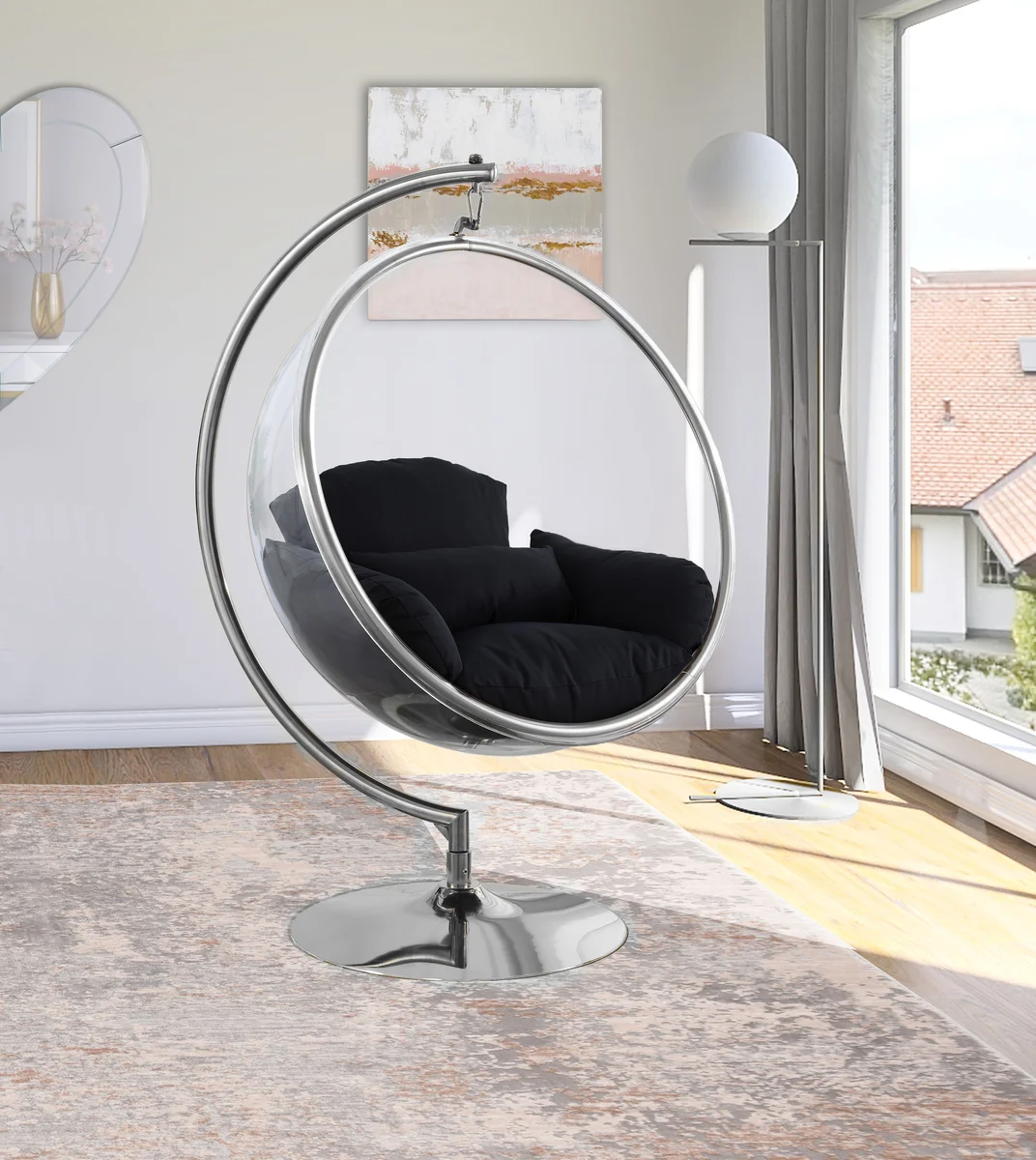 Luna - Swing Chair - Black - Fabric - View 2