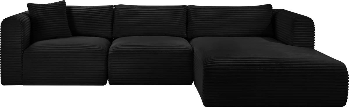 Shaggy - 3 Piece Modular Sectional - Black - View 2