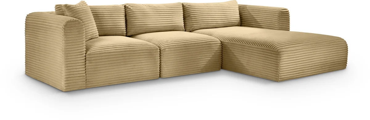 Shaggy - 3 Piece Modular Sectional - Camel