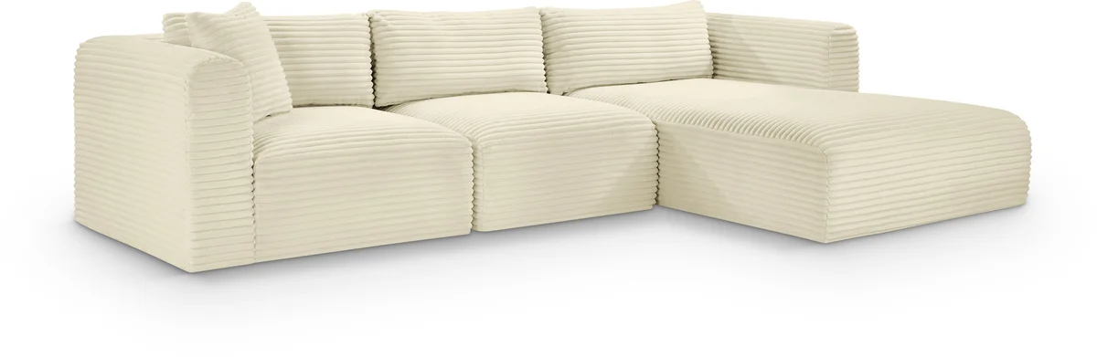 Shaggy - 3 Piece Modular Sectional - Cream