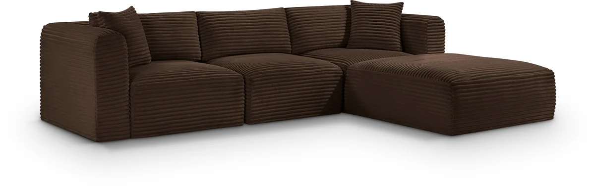 Shaggy - 4 Piece Modular Sectional - Brown