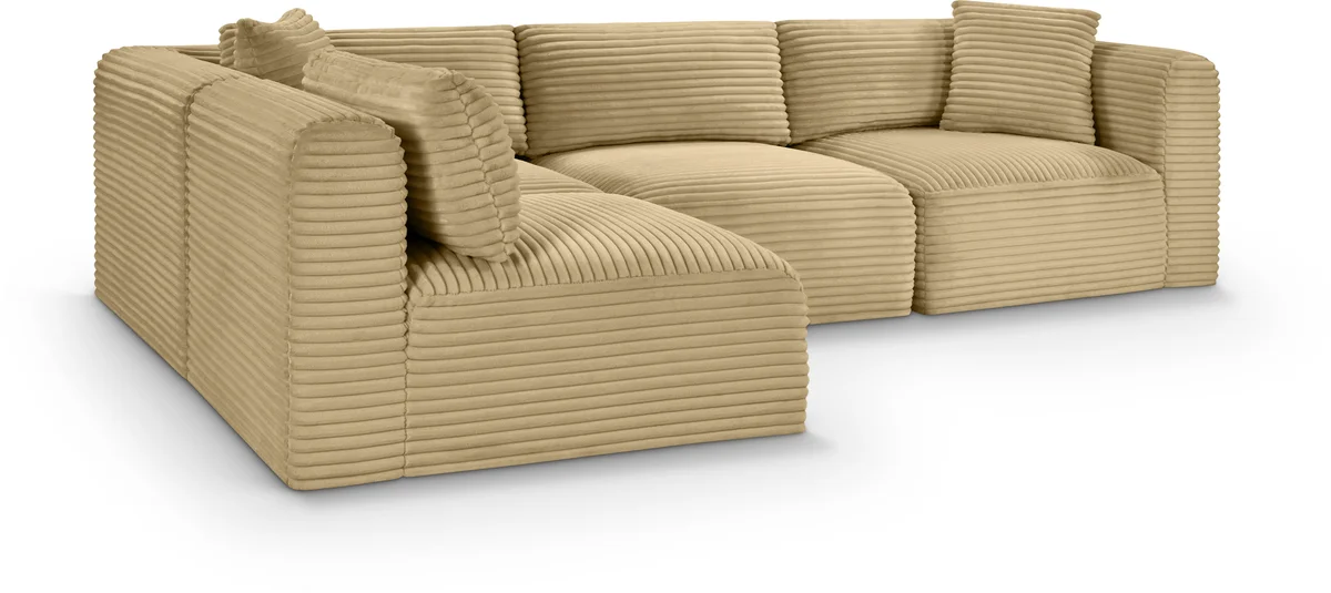 Shaggy - 4 Piece Modular Corner Sectional - Camel