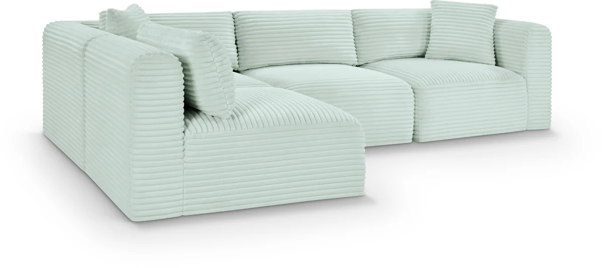 Shaggy - 4 Piece Modular Corner Sectional - Mint