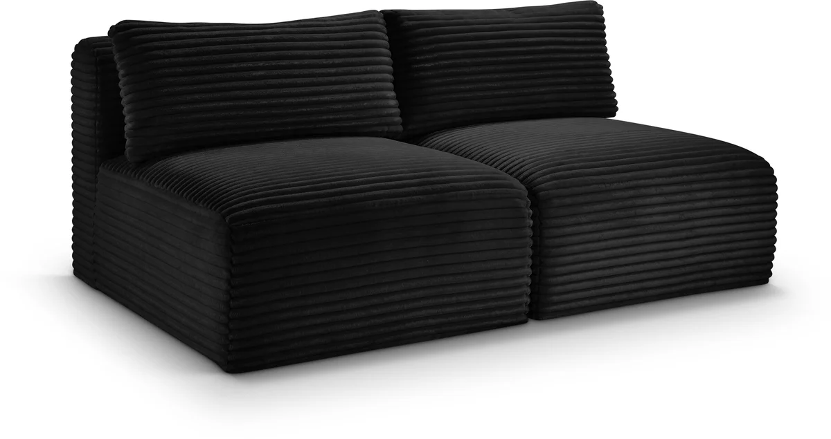 Shaggy - 2 Seat Modular Armless Sofa - Black