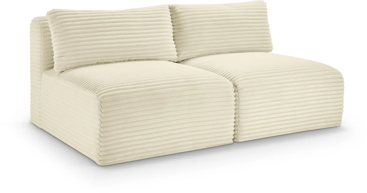 Shaggy - 2 Seat Modular Armless Sofa - Cream