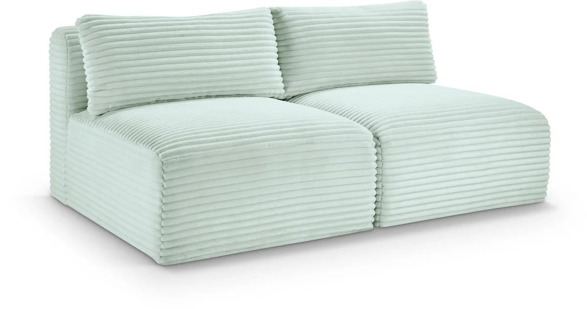 Shaggy - 2 Seat Modular Armless Sofa - Mint