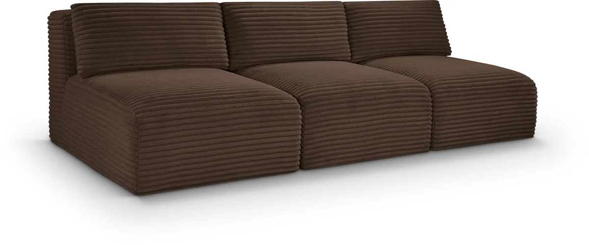 Shaggy - 3 Seat Modular Armless Sofa - Brown