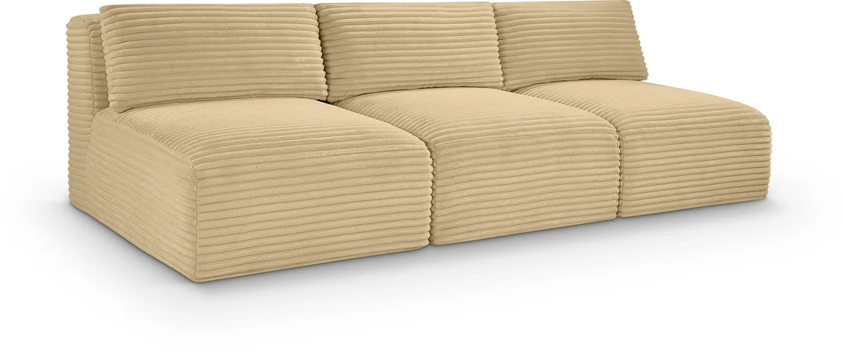Shaggy - 3 Seat Modular Armless Sofa - Camel