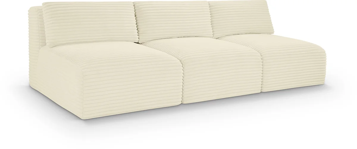 Shaggy - 3 Seat Modular Armless Sofa - Cream